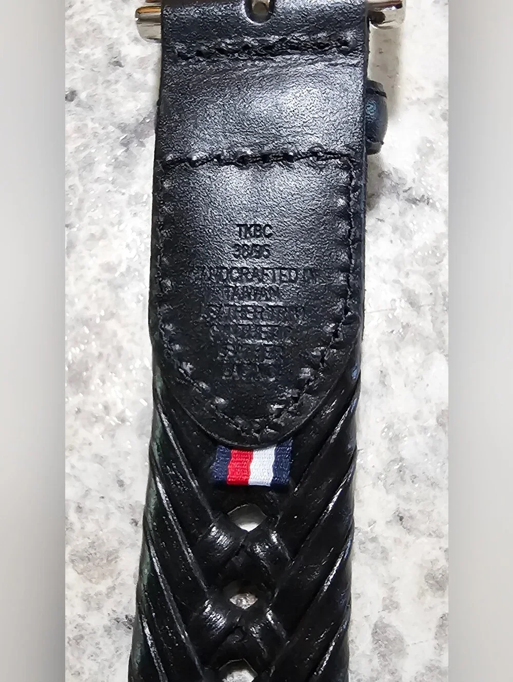 Tommy Hilfiger Men's Black Woven Leather Belt Classic Casual Silver Buckle 38/96
